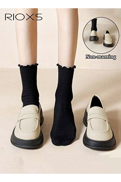RIOXS Loafers for Women, Classic Slip-on Chunky Loafers, Wide Round-toe Shoes...