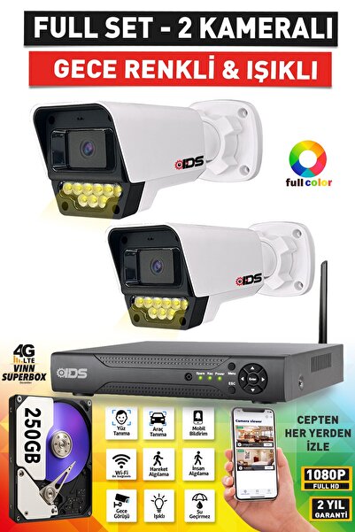 IDS 2 KAMERALI FULLHD GÜVENLİK KAMERASI SETİ - RENKLİ GECE GÖRÜŞLÜ 9 LED - CE...