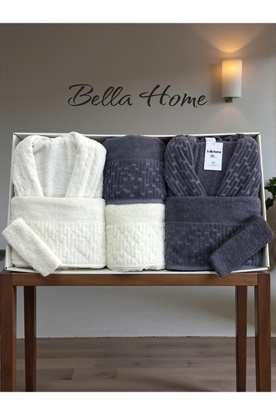 Bella Home 8 Parça Su Yolu Aile Bornoz Seti