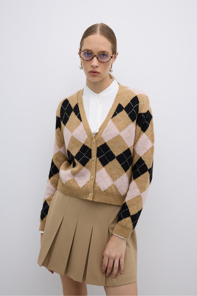 Roman V Yaka Triko Hırka Standart Renk K2671004_089