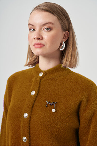 Nuss Button Detail Angora Cardigan 7005 Cinnamon