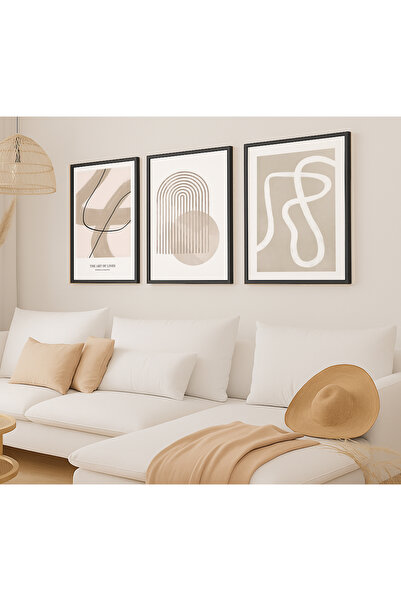 VOBA STORE 3 PARÇA ÇERÇEVE GÖRÜNÜMLÜ SOYUT MDF TABLO SETİ 92-1 SİYAH