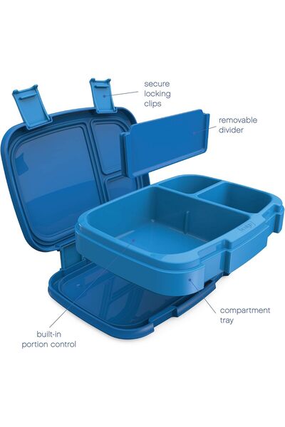 Bentgo Fresh Leak-Proof 4-Section Bento Lunch Box with Removable Divider, BPA-Free (Blue)