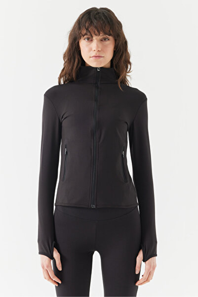 PAULMARK Women's Gloves Detailed Zippered Thin Sweat Coat