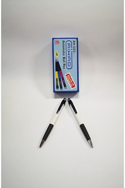 Genel Markalar Çıtçıtlı 1.0 mm Mavi Tükenmez Kalem AH-505 – 2 Adet (Siyah-Bey...