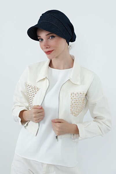 Aisha's Design Γυναικείο καπέλο με σκιάστρο από ύφασμα τζιν, σκούρο μπλε, B-73KOT