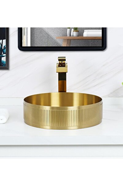 SanDonna Stainless steel washbasin - HD400 ROUND GOLD