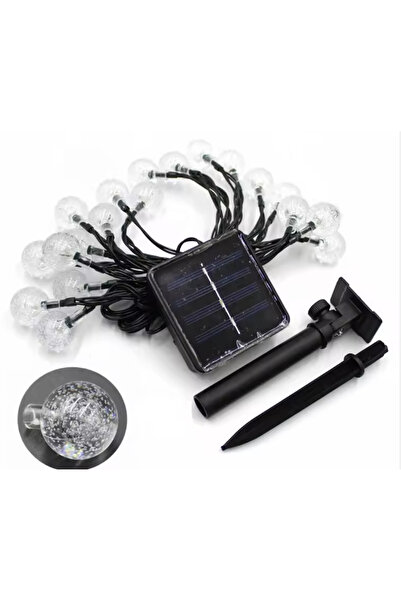 borayris Dekoratif 9 Metre 50 Kristal Top Led Solar Balkon Teras Ağaç Bahçe Aydınlatması- Sarı