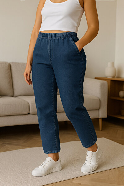 CEDY DENIM - Large Size Stretch Fabric , Elastic Waist Jeans C636-Light Blue