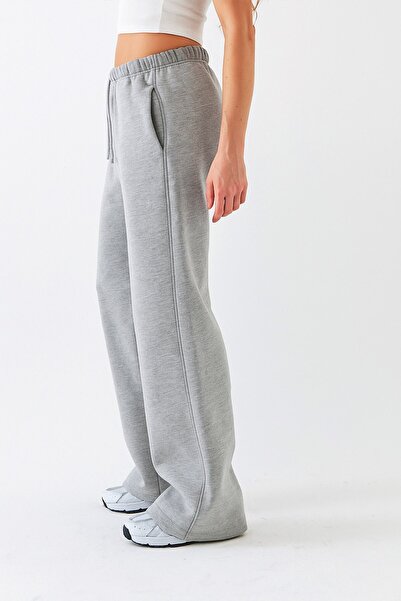 The Champ Clothing Oversized Unisex Sweatpants Gray Melange– 3 Thread Sh Fleece-Lined Fleece, Wide Legs, Modern Comfortable Cut with Pockets