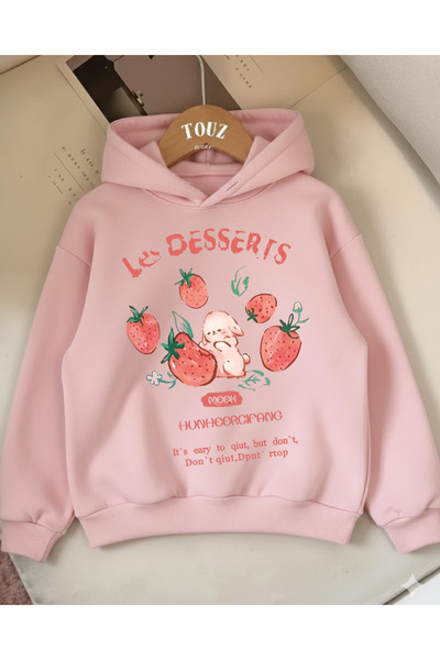 Touz Moda Φούτερ με κουκούλα για παιδιά Strawberry Rabbit με 3 κλωστές