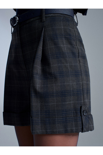 Dilvin 71666 Belted Mini Shorts with Belt - Anthracite