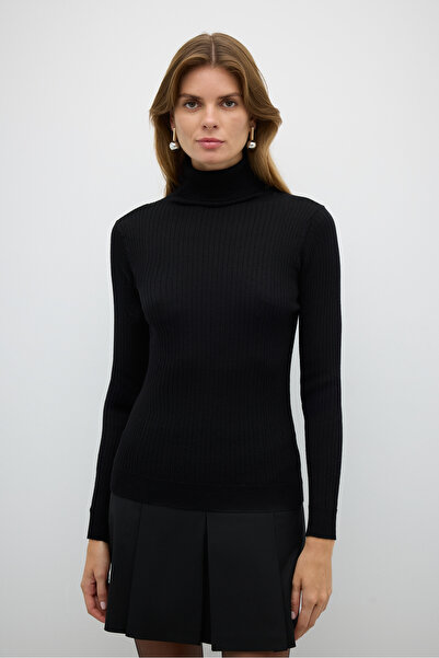 Roman %100 Yün Balıkçı Yaka Triko Siyah K2671034_001