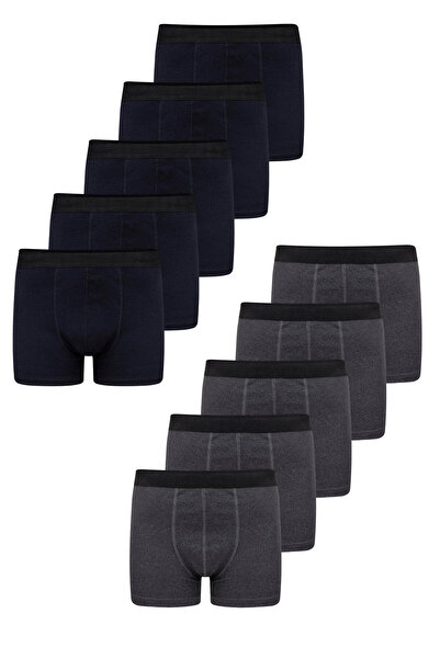 freemen Men's 10-Piece Cotton Slim Fit Navy Blue-Anthracite Boxer Set – Wide Size Range