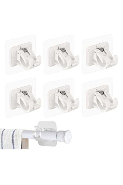 Arabest Self Adhesive Curtain Rod Bracket, 6 Pcs Nail Free Adjustable Rod Bracket Holder