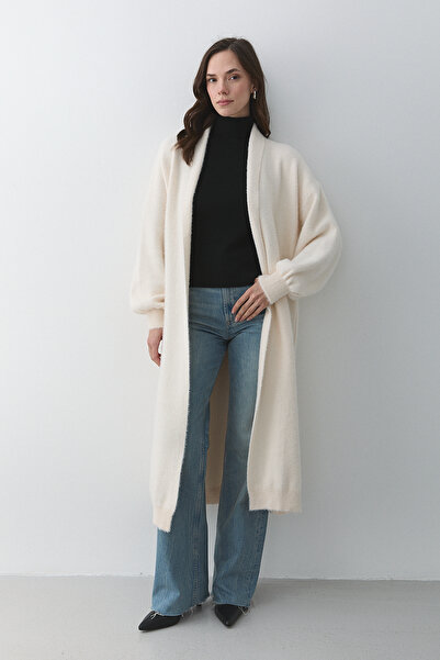 Laluvia Cream Long Knit Cardigan - 251015