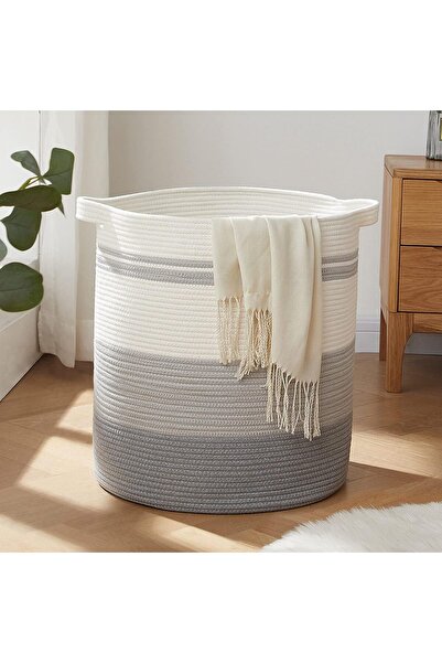 OIAHOMY Woven Laundry and Storage Basket with Handles for Living Room - 20 x 16 in - Gradient Gray