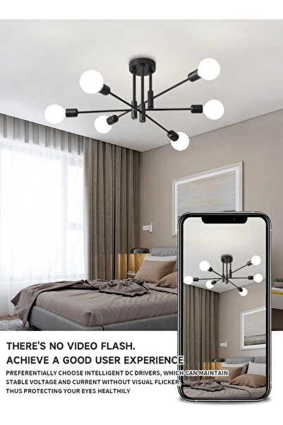 Generic Modern Minimalist Sputnik Ceiling Chandelier, American Iron Art, Bedroom/Dining Lamp