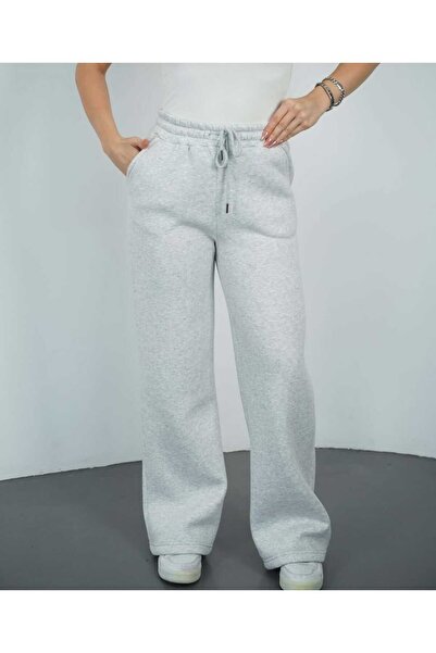 SERYY MODA Γκρι χειμερινό φαρδύ παντελόνι φόρμας