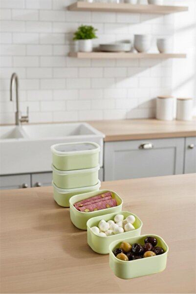 Bayev Pots Green 6-Piece Storage Container Set - Breakfast Snack Bowl Fruit Storage Box with Leak-Proof Lids