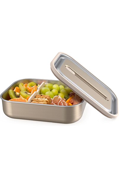 Bentgo MicroSteel Leak-Proof Stainless Steel Lunch Box with Removable Divider, 5-Cup, Gold