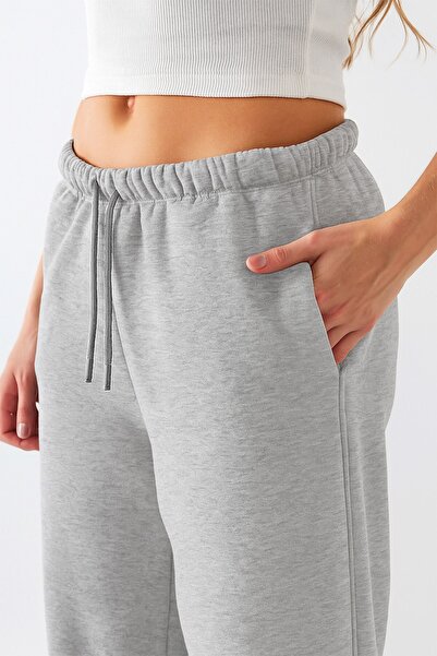 The Champ Clothing Oversized Unisex Sweatpants Gray Melange– 3 Thread Sh Fleece-Lined Fleece, Wide Legs, Modern Comfortable Cut with Pockets