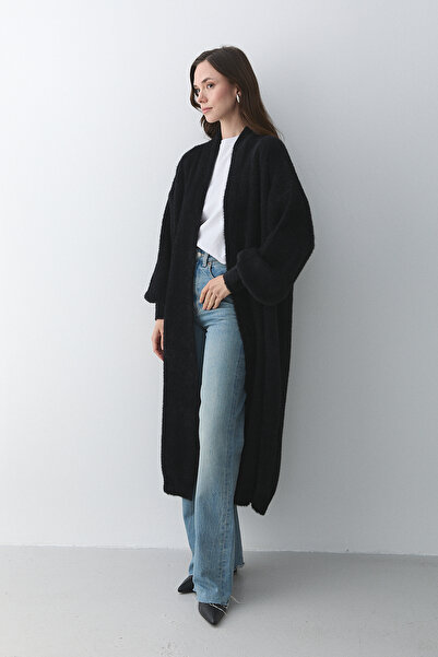 Laluvia Black Oversized Knit Cardigan - 251015