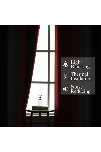 genernic 100% Blackout Gradient Curtains Black & Red 1.33×2.13m (2 Panels) - Estelar Textiler