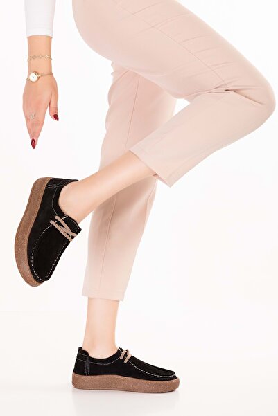 Gondol Genuine Leather Daily Comfortable Rubber Laced Casual Shoes In.610 Black Suede