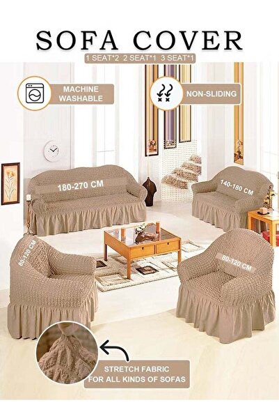 VOGMAX 4-Piece 7-Seater (3+2+1+1) Super Stretchable Jacquard Sofa Slipcover S...