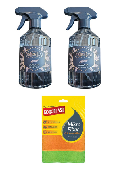 Pereja Lavanta oda kokusu sprey 2 âdet 500 ml koroplast çok amaçlı mikrofiber...