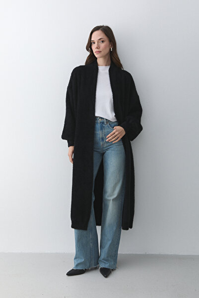 Laluvia Black Oversized Knit Cardigan - 251015