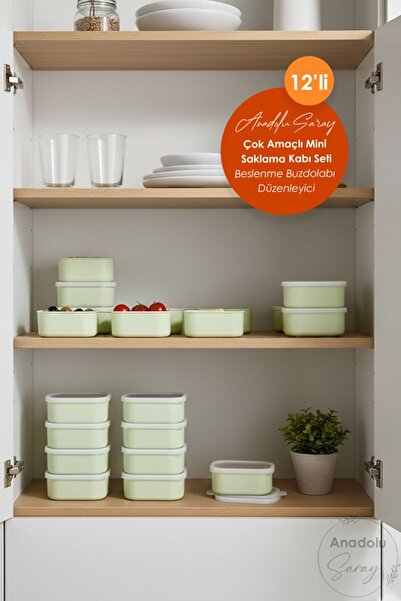 Anadolu Saray 12-Piece Multi-Purpose Mini Storage Container Set - Nutrition & Refrigerator Organizer