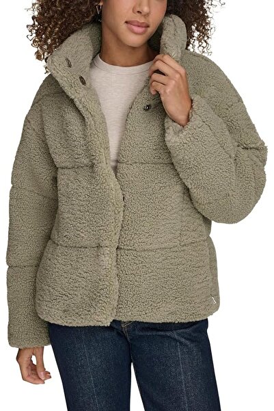 Levi's Long length patchwork quilted teddy coat sea