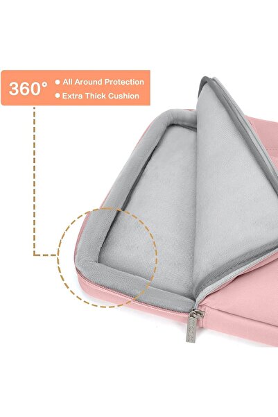 Generic MOSISO 360 Protective 16-inch Laptop Shoulder Bag - 3 Front Pockets, PU Handle, Pink