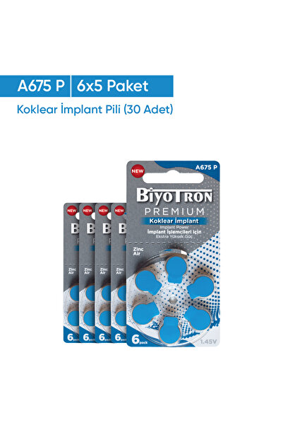 BİYOTRON A675p Premium Koklear Implant Pili 6x5 Paket (30 ADET)