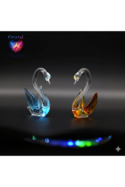 Crystal passion 2'li el yapımı kristal kuğu figürü