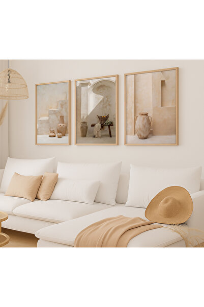 VOBA STORE 3 PARÇA ÇERÇEVE GÖRÜNÜMLÜ VAZO TEMALI MDF TABLO SETİ 91-1