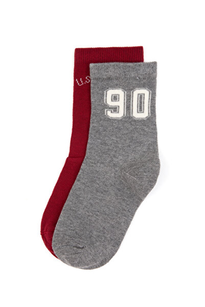 U.S. Polo Assn. Boy's Gray Melange Socks 50318051-Vr086