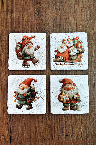 Begoloni Stone Decor حامل أكواب من الحجر الطبيعي - كريستماس كليبارت مطبوع 10x...