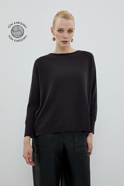 Roman Yün Karışımlı Triko Kahve K2671023_005