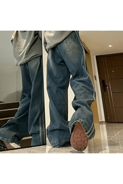 Karakedi Blue Vintage Three Lines Baggy Jeans