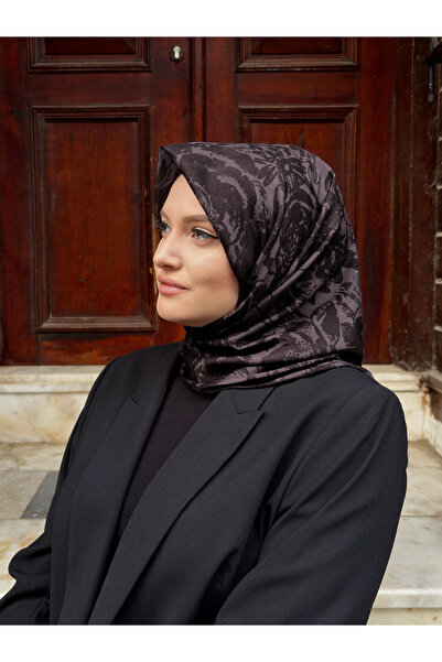 Ma'Polien Soft Eşarp Siyah-Vizon