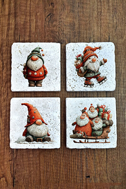 Begoloni Stone Decor حامل أكواب من الحجر الطبيعي - كريستماس كليبارت مطبوع 10x...