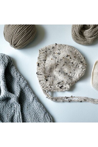 The Cloudish Shop Baby Hand-Knitted Romper Hat Set White - Black Coffee Grayish 3-6 Months