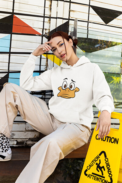 Eritqaa Unisex Confused Duck Surat Printed Hooded Sweatshirt |   Cartoon Char...