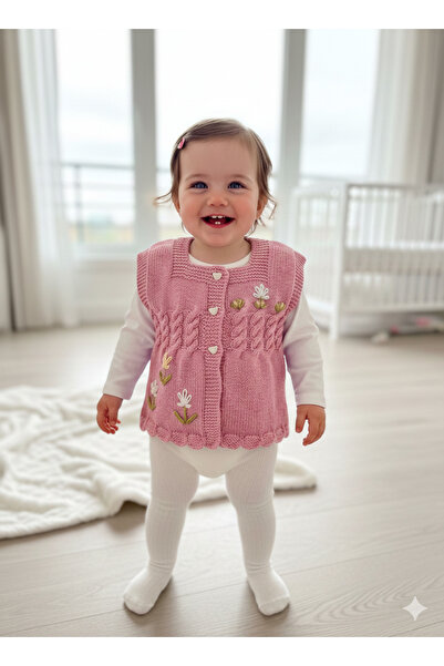 SENSSTEKSTİL 🌼 El Örgüsü GÖZ NURU Desenli Bebek Yeleği