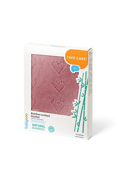 Babyono Pink knitted bamboo baby blanket 1478/01