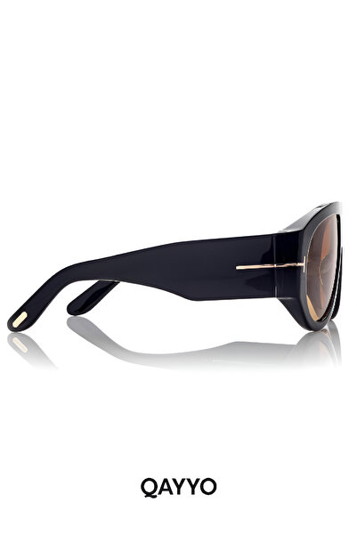 QAYYO Accessories Bronson Ford Unisex Black Luxury Metal Hardware Orange Glass Sunglasses