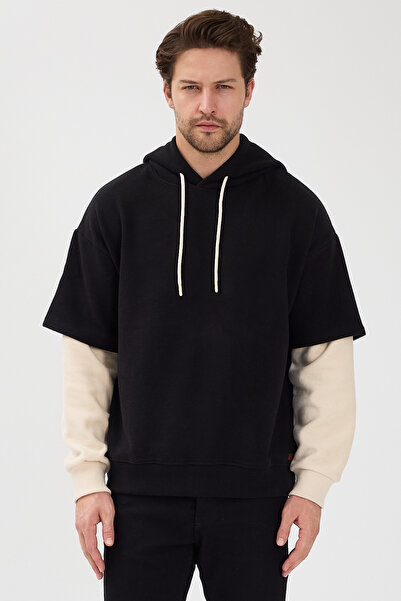 Nord Feu Hanorac pentru bărbați, 60% bumbac, cu glugă, croială largă, în 2 cu...